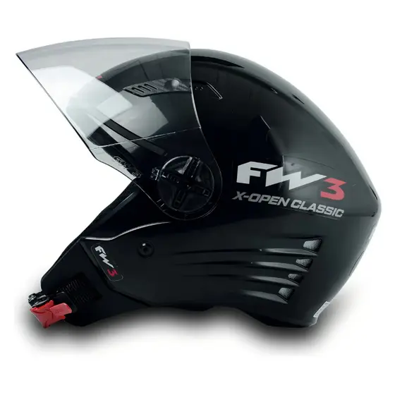 Capacete Fw3 Para Moto X Open Classic Preto Brilho