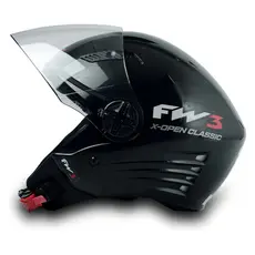 Capacete Fw3 Para Moto X Open Classic Preto Brilho