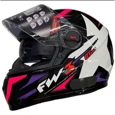 Capacete Fw3 Gtx Start Preto Brilhante / Lilas / Rosa Com Óculos