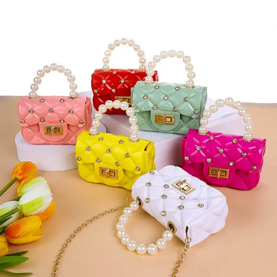 Novo estilo diamante Mini bolsa feminina pérola bolsa mensageiro
