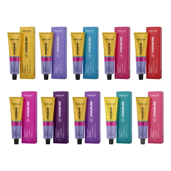 Tonalizante natural sem amônia CrazyBliss Cores ousadas