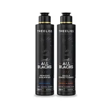 Kit All Black Masculino Barba e Cabelo Cuidados Treeliss