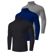 Kit 3 Camisa Gola Alta Proteção Solar UV 50+ Modelo Premium Treino Fitness Academia Camiseta Segunda Pele