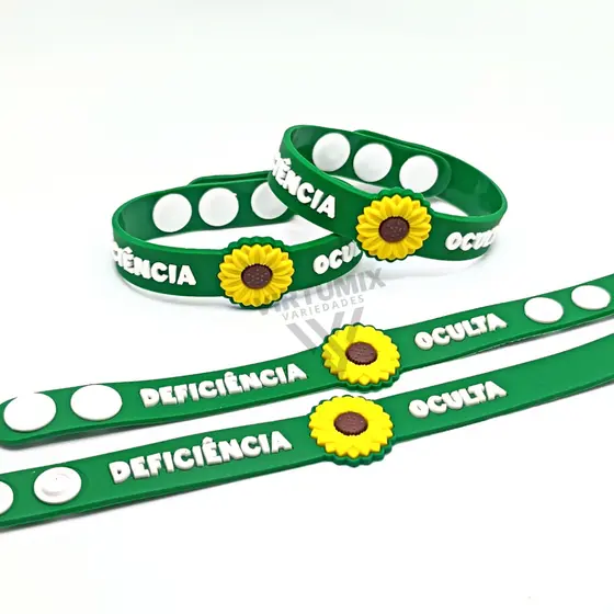 Pulseira de Identificação Girassol Adulto e Infantil Deficiências Ocultas