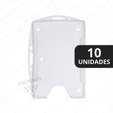 Porta Crachá Vertical e Horizontal Rígido Transparente - 10 Unidades