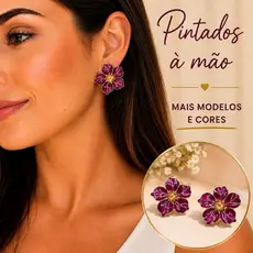 Brinco Banhado ouro 18k feminino pintado a mão |Excelente durabilidade