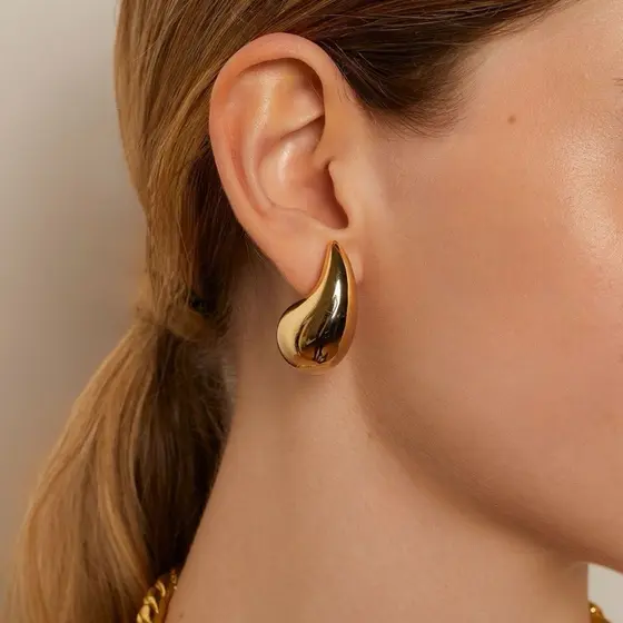 Brinco gota vírgula elegante dourado ou prata folheado moda blogueira brinco feminino