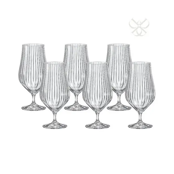 Jogo de 6 Taças de Cristal para Cerveja 540 ml Tulipa Optic Bohemia