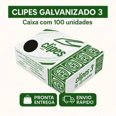 Clips Galvanizado 3/0 - 100 Unidades - Organização de Papéis - Escritório - Papelaria - Uso Diário