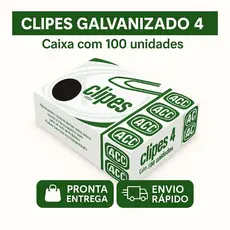 Clips Galvanizado 4/0 - 100 Unidades - Organização de Papéis - Escritório - Papelaria