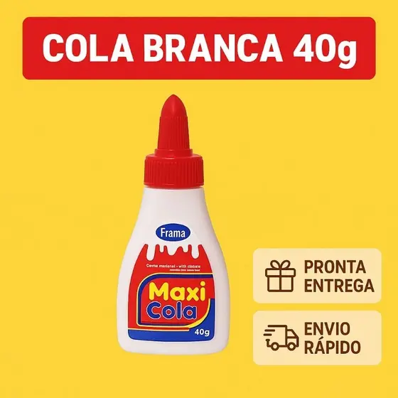 Cola Branca Líquida Escolar 40g - Lavável - Secagem Transparente - Artesanato - Papel e Cartolina