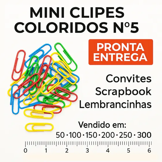 Clips de Papel Coloridos Nº 5 - Mini Clipes para Convites - Festas - Casamento - 15 Anos