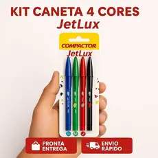 Kit 4 Caneta Esferográfica JetLux - Escrita Macia - Escola - Escritório - Papelaria - Uso Diário