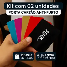 Kit 02 Porta Cartão RFID Anti-Furto - Proteção por Aproximação - Capinha Cartão de Crédito - NFC