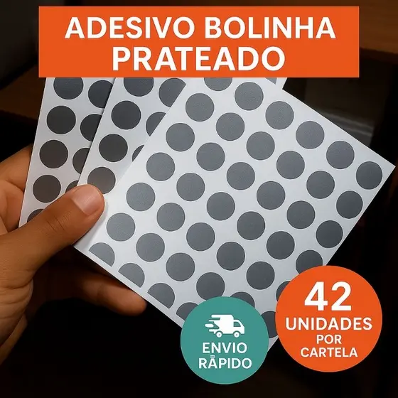 Adesivo Redondo Prata - Metalizado - Bolinha Decorativa - Convites Casamento - 15 Anos e Papelaria