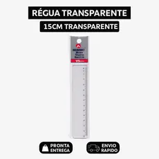 Kit 2 Régua Acrílica 15cm Acrimet Transparente Cristal - Escolar - Escritório - Papelaria