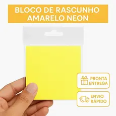 Bloco Adesivo Amarelo Neon 76x76mm - Anotações Rápidas - Organização - Escola - Escritório - Post-it