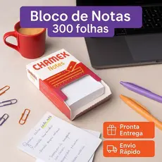 Bloco de Notas Chamex 8x11cm - 300 Folhas - Escritório - Recados - Escola - Papelaria do Dia a Dia