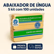 Kit 5 Pacotes Abaixador de Língua de Madeira Theoto com 100 Unidades - Uso Médico e Descartável