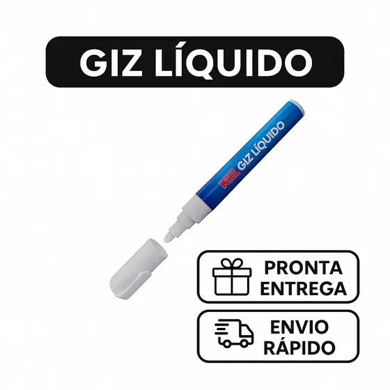 Giz Líquido Branco Kaz 6mm - Lousa - Vidro - Vitrine - Marcador Decorativo - Escrita Temporária