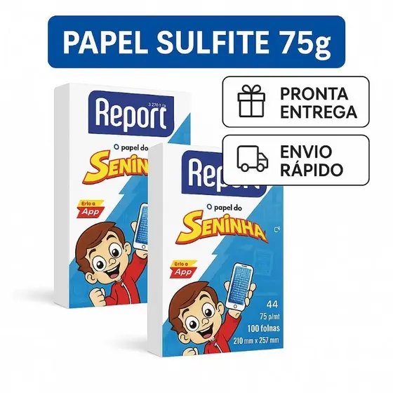 Papel Sulfite A4 75g Branco Senninha - 100 Folhas - Escritório - Escola - Impressão e Escrita