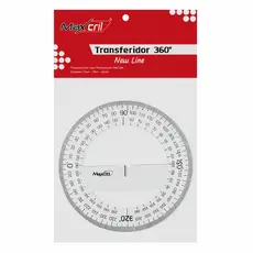 Transferidor Escolar Transparente 360º com Escala - MaxCril - Escolar - Uso Diário