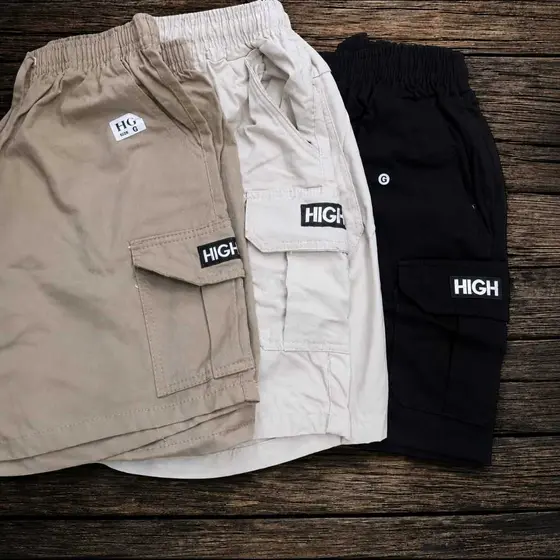 Kit 2 Short Masculino Adulto Cargo Brim Sarja Bolso Lateral