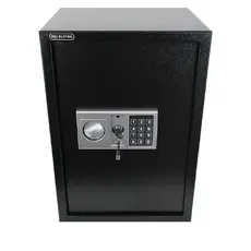 Cofre Grande Com Prateleiras Fechadura Teclado Digital 50En Com Chaves Preto De Piso Pci Cofres