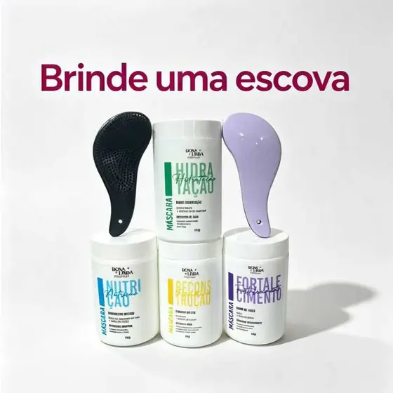 Kit 4 Máscaras Dona Linda Profissional 1kg | Hidratação Nutrição Reconstrução Fortalecimento+brinde escova
