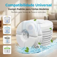 Kit 6 Filtro Para Bebedouro Gato Fonte de Água Circular Pet