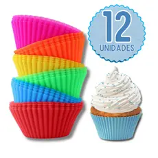 Conjunto com 12 Forminhas de Silicone Redondas | Mini Formas para Cupcake, Muffin e Doces – Reutilizáveis e Antiaderente