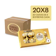 Kit 20 Caixas Ferrero Rocher 8 Un Chocolate Ao Leite Com Avelã 100g Wafer Crocante Recheio Cremoso Lembrancinha