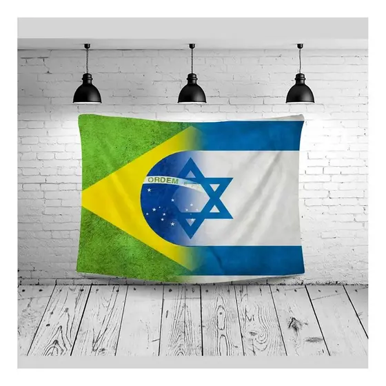 Bandeira Painel Brasil Israel Missões Países 70x1,00