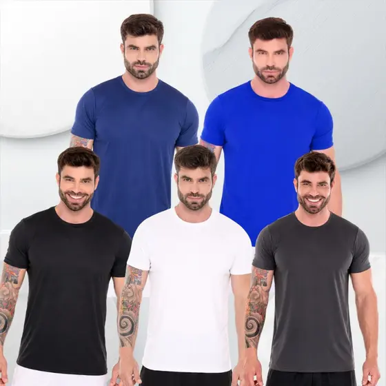 Kit com 5 Camiseta Dry Fit Masculina Treino Corrida academia Ar livre