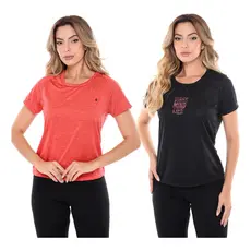 Kit 2 Camisetas Feminina Dry Estampada Tecido Leve