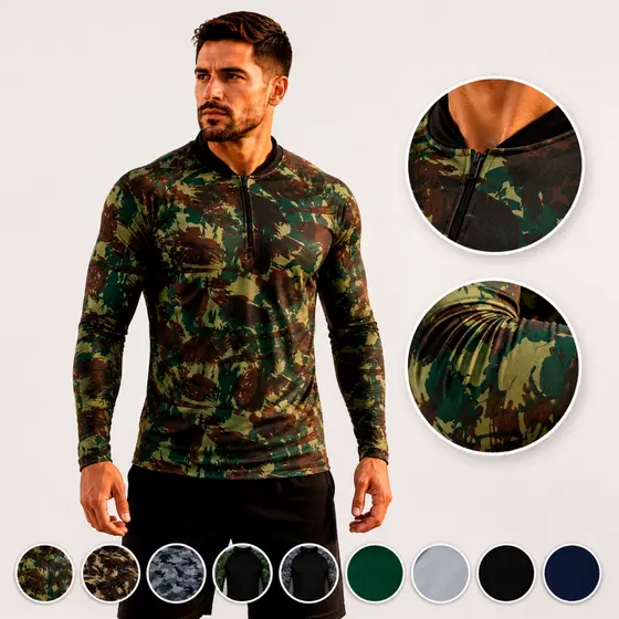 CAMISETA DE PESCA COM PROTEÇÃO UV CAMUFLADA + NF
