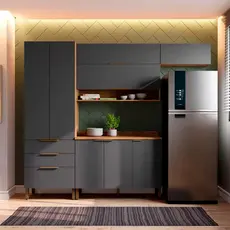 Cozinha Compacta Bartira Topázio UP com 8 Portas 3 Gavetas e 5 Prateleiras
