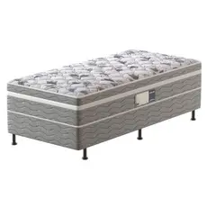 Cama Box Conjugada Solteiro Advanced com Espuma D28 54x88x188cm Branco e Cinza Probel