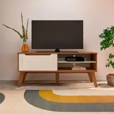 Rack Artely Lotus com 1 Porta e 2 Nichos 134cm de Largura Ideal para TV de até 60 Polegadas Artely