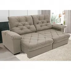 Sofá 3 Lugares Luggero Retrátil e Reclinável em Suede Linoforte