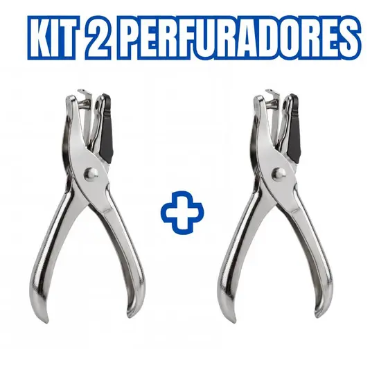 Kit 2 Perfuradores de Papel Furador Manual Escolar Escritório Papelaria Fichário Documentos
