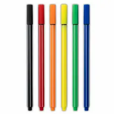 Kit 6 Caneta Ponta Fina 4.0mm Homeplay  Coloridas Escolar Escritório Papelaria Desenho Faculdade