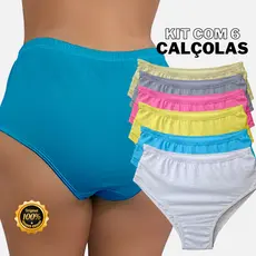 Kit 06 Calcinha Calçola Algodão Grande para Senhoras vovó