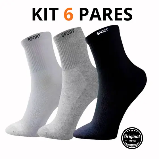 Meia Cano Alto Longo Unissex Masculina Esporte Pares Kit 6  Pares