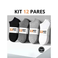 Kit com 12 6 e 3 Pares de meia soquete de algodão unisex Cano curto original