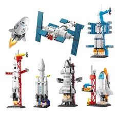 Foguetão Espacial Pequeno Bloco de Construção de Partículas Brinquedos Montagem Satélite Brinquedos Educativos Infantis