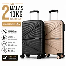 Kit Mala Casal 10Kg Com Extensor Viagem Giratória Anti-Furto Abs Férias