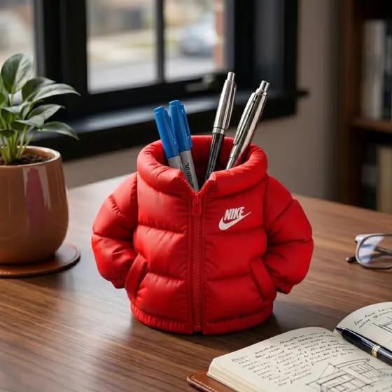 Porta Caneta Jaqueta Puff Miniatura | Decoração Geek e Presente Criativo