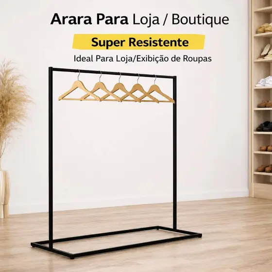 Arara de Chão Reforçada 1.30x1.00 Metalon para loja de roupas luxo