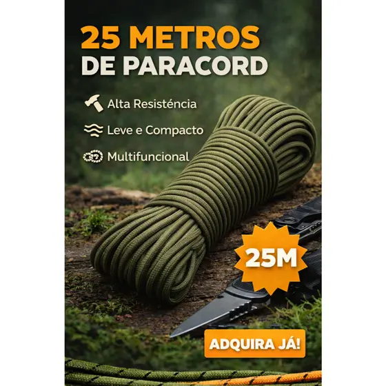 Paracord 550 4 mm 25 Metros com 7 Filamentos Interno (Cores Lisas) A Escolher